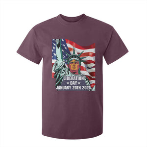Trump Liberation Day T Shirt For Kid Statue Of Liberty January 20th 2025 TS09 Maroon Print Your Wear
