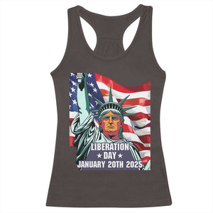 Trump Liberation Day Racerback Tank Top Statue Of Liberty January 20th 2025 TS09 Dark Chocolate Print Your Wear