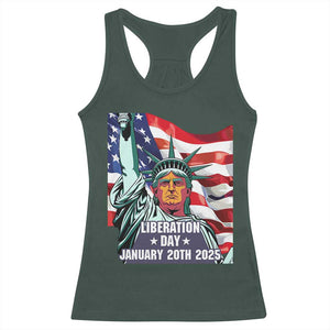 Trump Liberation Day Racerback Tank Top Statue Of Liberty January 20th 2025 TS09 Dark Forest Green Print Your Wear