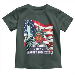 Trump Liberation Day Toddler T Shirt Statue Of Liberty January 20th 2025 TS09 Dark Forest Green Print Your Wear