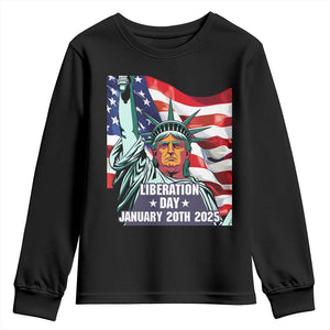 Trump Liberation Day Youth Sweatshirt Statue Of Liberty January 20th 2025 TS09 Black Print Your Wear