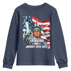 Trump Liberation Day Youth Sweatshirt Statue Of Liberty January 20th 2025 TS09 Navy Print Your Wear