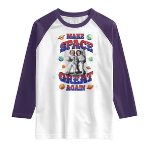 Funny Trump Elon Musk Raglan Shirt Make Space Great Again TS09 White Purple Print Your Wear