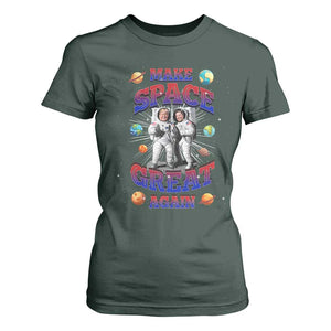 Funny Trump Elon Musk T Shirt For Women Make Space Great Again TS09 Dark Forest Green Print Your Wear
