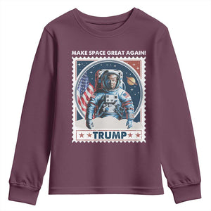 Funny Trump Youth Sweatshirt Make Space Great Again TS09 Maroon Print Your Wear