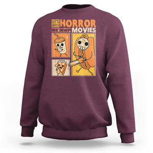 Funny Halloween Sweatshirt Lets Watch Horror Movies TS09 Maroon Print Your Wear