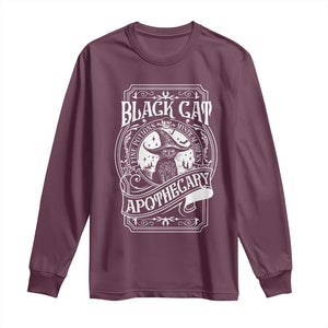 Black Cat Witch Long Sleeve Shirt Salem Apothecary Halloween TS09 Maroon Print Your Wear