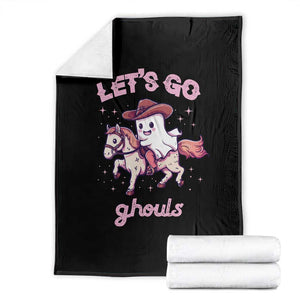 Halloween Cowboy Throw Blanket Let's Go Ghouls Ghost Riding Horse TS09 Black Print Your Wear