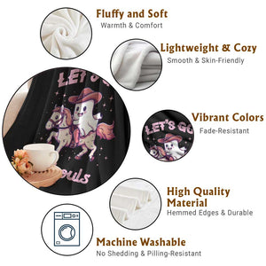 Halloween Cowboy Throw Blanket Let's Go Ghouls Ghost Riding Horse TS09 Print Your Wear