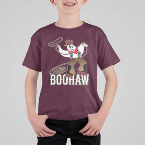 Halloween Cowboy T Shirt For Kid BooHaw Western Ghost TS09 Maroon Print Your Wear
