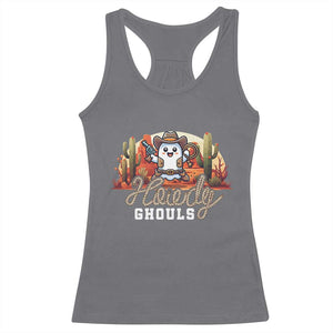 Halloween Cowboy Racerback Tank Top Howdy Ghouls Funny Western Ghost TS09 Charcoal Print Your Wear