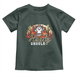 Halloween Cowboy Toddler T Shirt Howdy Ghouls Funny Western Ghost TS09 Dark Forest Green Print Your Wear