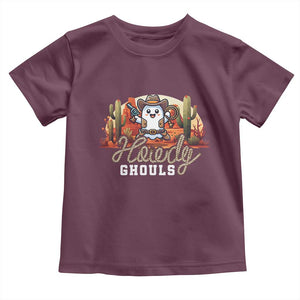 Halloween Cowboy Toddler T Shirt Howdy Ghouls Funny Western Ghost TS09 Maroon Print Your Wear
