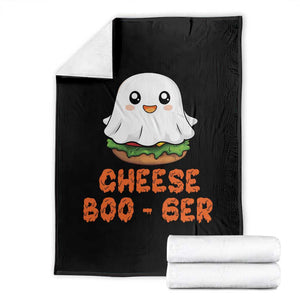 Funny Halloween Throw Blanket Cheese Boo-ger Cute Hamburger Ghost TS09 Black Print Your Wear