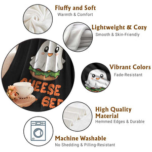 Funny Halloween Throw Blanket Cheese Boo-ger Cute Hamburger Ghost TS09 Print Your Wear