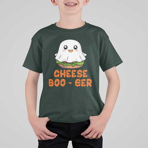 Funny Halloween T Shirt For Kid Cheese Boo-ger Cute Hamburger Ghost TS09 Dark Forest Green Print Your Wear