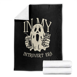 Funny Halloween Throw Blanket In My Introvert Era Ghost TS09 Black Print Your Wear