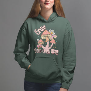 Grow Your Own Way Mushroom Level Up Hoodie TS09 Dark Forest Green Printyourwear