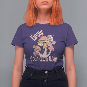 Grow Your Own Way Mushroom Level Up T Shirt For Women TS09 Purple Printyourwear
