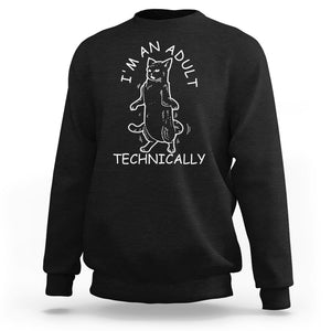 I'm An Adult Technically Funny Cat 18th Birthday Sweatshirt TS09 Black Printyourwear
