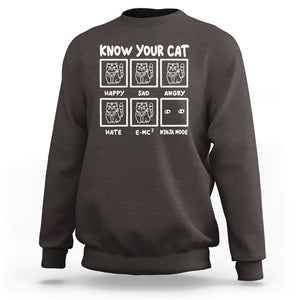 Know Your Cat Happy Sad Angry Hate Or Ninja Mode Sweatshirt TS09 Dark Chocolate Printyourwear
