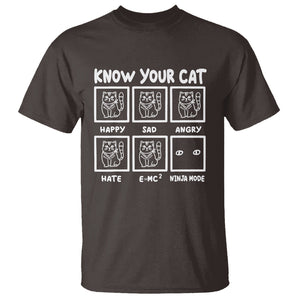 Know Your Cat Happy Sad Angry Hate Or Ninja Mode T Shirt TS09 Dark Chocolate Printyourwear