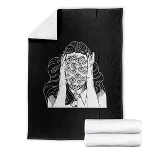 Creepy Aesthetic All Eyes On Me Psycho Girl Throw Blanket TS09 Black Print Your Wear