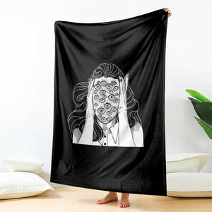 Creepy Aesthetic All Eyes On Me Psycho Girl Throw Blanket TS09 Print Your Wear