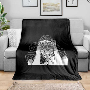 Creepy Aesthetic All Eyes On Me Psycho Girl Throw Blanket TS09 Print Your Wear