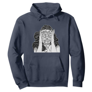 Creepy Aesthetic All Eyes On Me Psycho Girl Hoodie TS09 Navy Print Your Wear