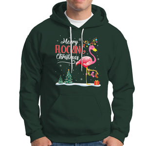 Merry Flocking Christmas Pink Flamingo Funny Xmas Socks Hoodie TS09 Dark Forest Green Printyourwear