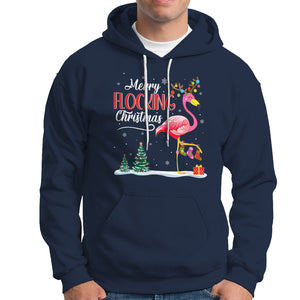 Merry Flocking Christmas Pink Flamingo Funny Xmas Socks Hoodie TS09 Navy Printyourwear