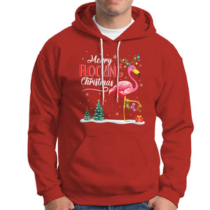 Merry Flocking Christmas Pink Flamingo Funny Xmas Socks Hoodie TS09 Red Printyourwear