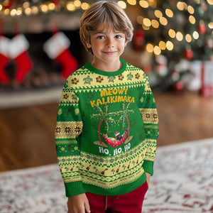 Funny Xmas In Hawaii Ugly Christmas Sweater Meowy Kalikimaka Cat Chillin' Ho Ho Ho Xmas Palm Tree TS09 Forest Print Your Wear