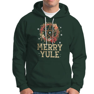 Merry Yule And Winter Solstice Flower Wreath Pentagram Hoodie TS09 Dark Forest Green Printyourwear