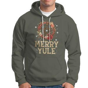 Merry Yule And Winter Solstice Flower Wreath Pentagram Hoodie TS09 Military Green Printyourwear