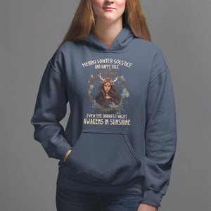 Merry Winter Solstice And Happy Yule Fairy Awakens In Sunshine Hoodie TS09 Navy Printyourwear