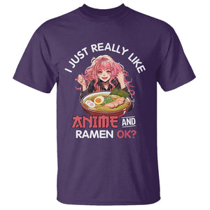 I Just Really Like Anime and Ramen Ok? T Shirt Kawaii Teen Girl TS09 Purple Printyourwear