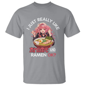 I Just Really Like Anime and Ramen Ok? T Shirt Kawaii Teen Girl TS09 Sport Gray Printyourwear