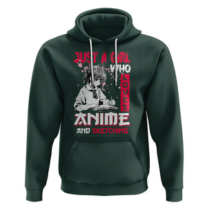 Just A Girl Who Loves Anime And Sketching Hoodie Japan Sakura Cherry Blossoms TS09 Dark Forest Green Printyourwear