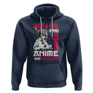 Just A Girl Who Loves Anime And Sketching Hoodie Japan Sakura Cherry Blossoms TS09 Navy Printyourwear