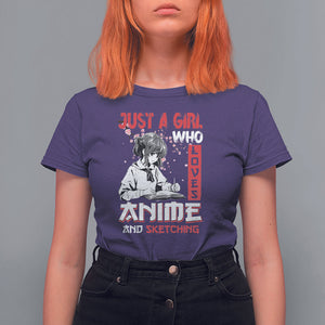 Just A Girl Who Loves Anime And Sketching T Shirt For Women Japan Sakura Cherry Blossoms TS09 Purple Printyourwear