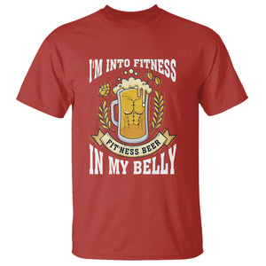 Funny Drinking T Shirt I'm Into Fitness Fit'ness Beer in My Belly TS09 Red Printyourwear