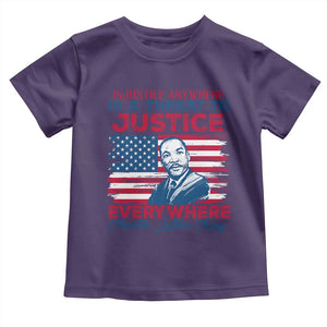 Martin Luther King Jr Day Toddler T Shirt Injustice Anywhere Is A Threat To Justice Everywhere TS09 Purple Print Your Wear