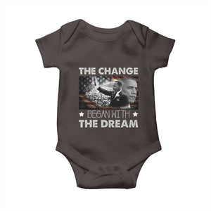 Obama MLK Baby Onesie The Change Began With The Dream TS09 Dark Chocolate Print Your Wear