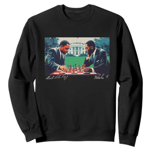 Martin Luther King Jr Malcolm X Sweatshirt Playing Chess White House Black History TS09 Black Print Your Wear
