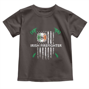 Irish Firefighter Fir Na Tine Man Of Fire Toddler T Shirt Irish American Flag TS09 Dark Chocolate Print Your Wear