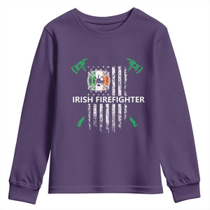 Irish Firefighter Fir Na Tine Man Of Fire Youth Sweatshirt Irish American Flag TS09 Purple Print Your Wear