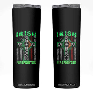 Irish Firefighter Skinny Tumbler Celtic Cross American Flag TS09 Black Print Your Wear