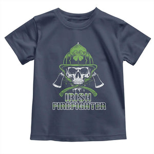 Irish Firefighter Toddler T Shirt Shamrock Skull Man Of Fire TS09 Navy Print Your Wear
